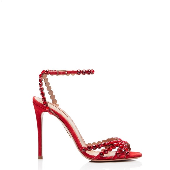 Red Aquazzura Tequila Sandals 105MM - Picture 1 of 8
